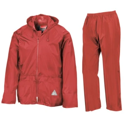 Imagen de Result Traje de lluvia para hombre compuesto por chubasquero y pantalón impermeable, XL, color rojo, XL