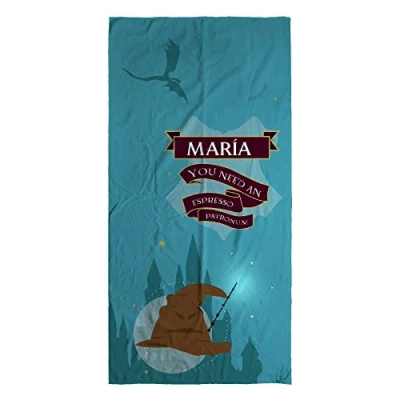 Imagen de LolaPix Toalla Harry Grande. Regalos Personalizados. de Playa. Personalizada con Nombre. Varios diseños. Espresso Patronum