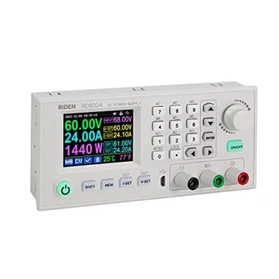 Imagen de fuente de alimentación CC estabilizada, voltaje constante reductor ajustable, control software computadora con pantalla a color 2,4 pulgadas, teléfono