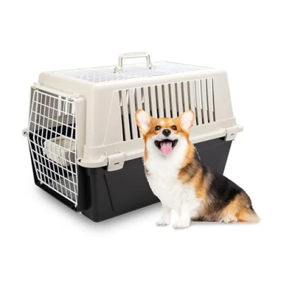 Imagen de Ferplast Transportín Gato, Perro Mediano Pequeño y Gatos hasta 15 Kg, Techo Abrible, con Cojín Comedero, 40 x 60 h 38 cm, Mascotas Rígido Atlas 30 Open