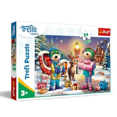 Imagen de Trefl The Family, El Invierno con los Treflik 24 Maxi Piezas Grandes, Puzle navideño Personajes de la Serie Infantil, Entretenimiento Creativo, Juego para niños a Partir 3 años, Multicolor