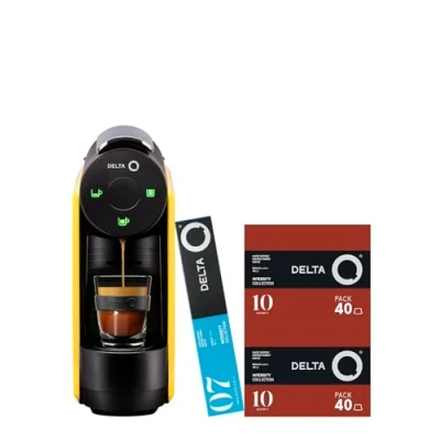 Imagen de Delta Q Cafetera de Cápsulas MiniQool Color Amarillo 19 Bares Presión Capacidad 0,6 L Incluye 80 Intensidad 10 y Descafeinado