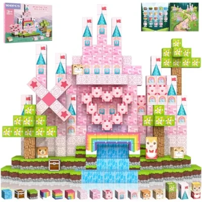 Imagen de Crifeton Bloques Magneticos Construccion Niños 100 Piezas 3+ Magneticas, Juego Magnetic Blocks Tiles Construcción, Juguetes Montessori para 4 5 6 7 8 9 10 11 12 Regalos de Cumpleaños Niñas