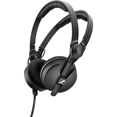Imagen de Sennheiser Auriculares supraaurales HD 25 Special Edition con parte trasera cerrada, para DJ y monitoreo, cápsula giratoria escuchar un solo oído, incluyen funda de transporte exclusiva almohadillas terciopelo color negro