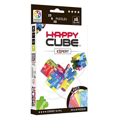 Imagen de HAPPY HCE300 Expert Cardboard Box 3D Puzzle, Pack of 6, 6 Marble Colours = Blue, Green, Yellow, Fuchia, Red and Purple, 1 12 x 9 0,8 cm (Würfel 4 cm)