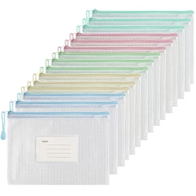 Imagen de Euleryoo 15 Piezas Bolsas con Cremallera, A5 Color Morandi Bolsa de Documentos Malla Archivo Impermeable Plastico para Recibos, Oficina, Viaje, Escolar, 5 Colores
