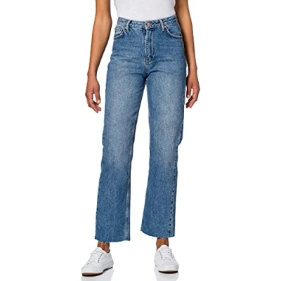 Imagen de NA KD Vaqueros Rectos de Cintura Alta con Dobladillo Sin Jeans para Mujer, 42
