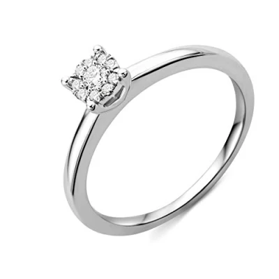 Imagen de Miore Anillo de compromiso para mujer oro blanco 9 quilates / 375 con diamantes 0,10 quilates, Oro, Diamante