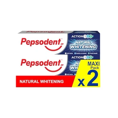 Imagen de Pepsodent Pasta de dientes blanqueadora natural con flúor y calcio para más blancos en una semana, 75 ml (2 x ml)