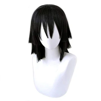 Imagen de HIROAKIYA Obanai Iguro Wig, Demon Slayer Kimetsu no Yaiba Cosplay Wig with Cap