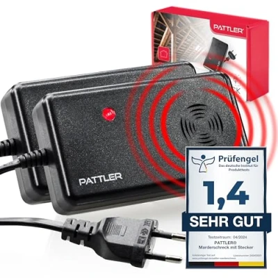 Imagen de Ahuyentador de Animales para Coche PATTLER® con Enchufe: Efectivo 60m² Ideal áticos, hogar, jardín y Garaje Conexión a Toma Corriente Defensa contra Roedores ultrasonido 2pz