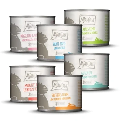 Imagen de MjAMjAM comida húmeda premium para gatos paquete de prueba, 6 (6 x 200 g), sin cereales con carne extra
