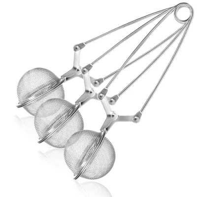 Imagen de COM FOUR® 3x Pinzas de té acero inoxidable Infusor en forma bola Coladores para suelto, especias y hierbas (03 piezas Ø 4,5 cm)