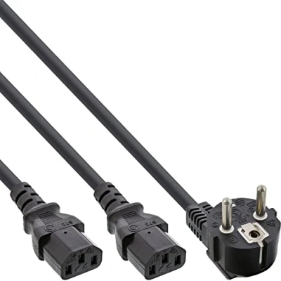 Imagen de InLine 16657E Cable de Red en Y (1 Enchufe con protección Contacto a 2 Conectores frío, 3 m)