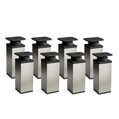 Imagen de sossai® Patas para muebles MFV1 8 piezas altura regulable Diseño: Inox Altura: 100 mm (+20mm) Perfil cuadrado: 40 x Tornillos incluidos