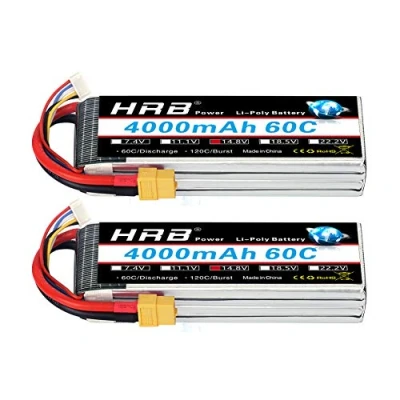 Imagen de HRB 2pcs 4S 14.8V 4000mAh 60C Batería Lipo con XT60 Plug para RC Helicóptero Avión Coche Barco