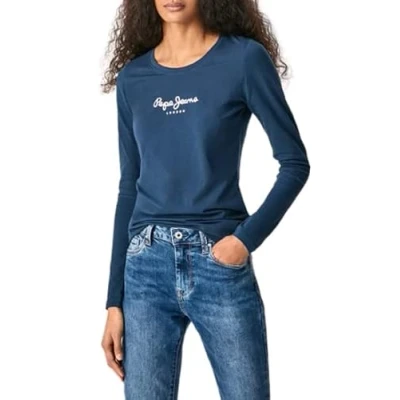 Imagen de Pepe Jeans New Virginia Camiseta para Mujer Slim Fit Manga Larga Azul, M