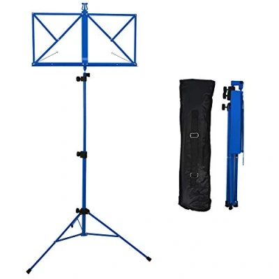 Imagen de A Star Atril Plegable para Partituras, Liviano, Soporte Partituras de Metal Ajustable en Altura con Bolsa Transporte Azul