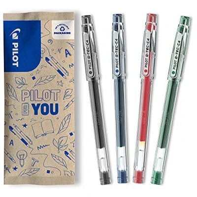 Imagen de Pilot C4 Gtec Puntas de punta redonda (gel, 0,4 mm, 4 unidades), color negro y azul rojo