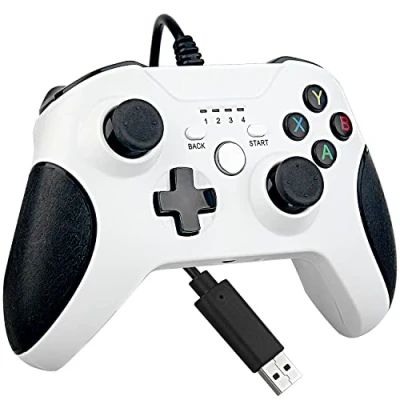 Imagen de OSTENT Controlador USB con cable Joystick Gamepad para Microsoft Xbox One/Xbox One S/Windows PC portátil Color blanco