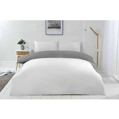 Imagen de Emma Barclay Lyla Juego de edredón Reversible para Cama Matrimonio, Color Gris y Blanco