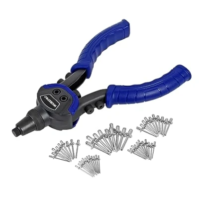 Imagen de WORKPRO Remachadora Manual 5 en 1, Pistola 250 mm con Boquillas Intercambiables 2,4 6,4 100 Remaches, Apta para Remaches de Acero, Acero Inoxidable y Aluminio