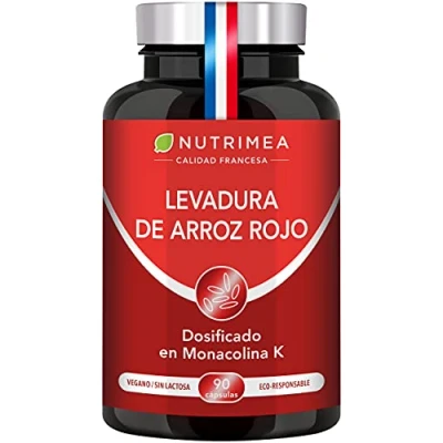Imagen de Levadura Roja de Arroz Coenzima Q10 Baja Tu Colesterol Monacolina K CoQ10 Dosis Concentrada Rojo Puro Monascus Purpureus 90 Cápsulas Vegano
