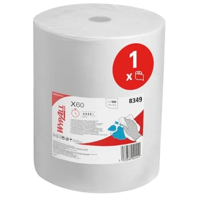 Imagen de WypAll X60 General Clean paños de limpieza multifunción 8349 absorbentes reutilizables 1 rollo notable x 650 industriales blancos
