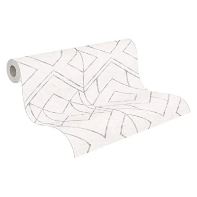 Imagen de Papel pintado Geométrico Ava New York Metropolitan Stories 2 A.S. Création tejido no 10.05 m x 0.53 Gris Metálico Blanco Fabricado en Alemania 378691 37869 1