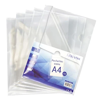 Imagen de Waytex Fundas de esquinas A4 (90 micras, 50 unidades), transparente