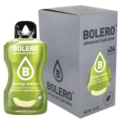 Imagen de Bolero bebida 24 bolsitas de 3 g fruta preparada en polvo soluble para fresca agua, 72 gramos endulzado con stevia (Honey Melon)