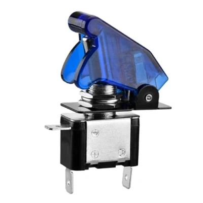 Imagen de Heschen Interruptor de palanca metal, 12V 20A, SPST, ON/OFF, 2 posiciones, 3 pines, con tapa impermeable (Azul transparente)