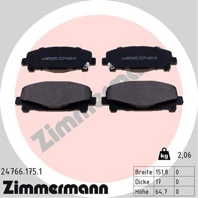 Imagen de ZIMMERMANN 24766.175.1 Juego de pastillas freno con avisador acústico desgaste Foto correspondiente a la entrega HONDA: ACCORD 8, 8 Kombi
