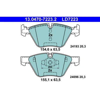 Imagen de ATE Ceramic 13.0470 7223.2 Juego de pastillas freno preparado para indicador desgaste, excl. contacto avisador desgaste BMW: 1 Hatchback
