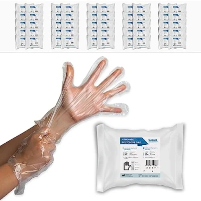 Imagen de ARNOMED guantes polietileno hombres, 10.000 unidades de desechables en bolsa, transparentes, para teñir, repostar y alimentos