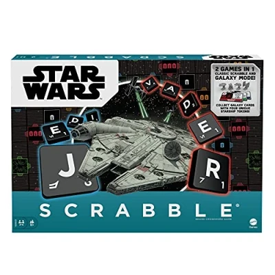 Imagen de â‹Mattel Games Scrabble Star Wars Edition Family Board Game with Galaxy Cards &amp; Spacecraft Mover Pieces, Glossary, Gift for Teen Adult or Night Ages 10 Years Olderâ‹