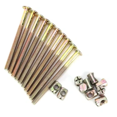 Imagen de Tornillos M6 para muebles de 40 mm/60 mm/80 mm/90 mm/100 mm acero galvanizado con tuercas barril y taco, paquete 10 unidades