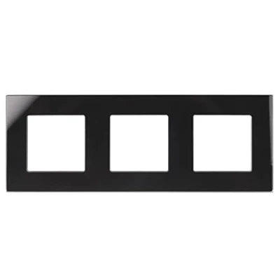 Imagen de Maclean MCE731B Panel de 3 marcos cristal para enchufe (228 x 86 mm, enchufe, montaje en pared, vidrio color negro)