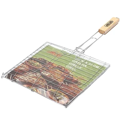 Imagen de Cesta para barbacoa con mango de madera, 28 x 32 cm