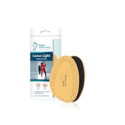Imagen de Foot Morning Luxus Light, Plantillas Delanteras para Calzado (1 Par), Plantilla Cuero y Espuma Amortiguar la Planta del Pie en Zapatos Botas, Carbón Anti Olor, Dos Capas (37 38 EU)