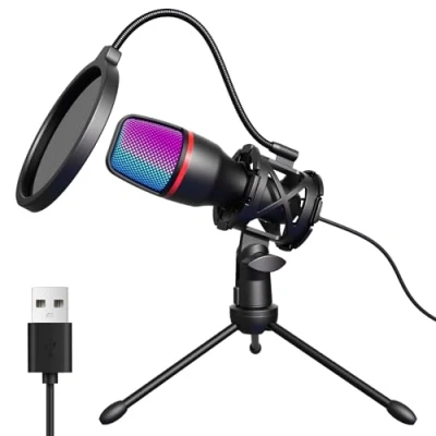 Imagen de Hoppac Micrófono USB Profesional para PC, Microfono Condensador con Trípode y Filtro Pop, Plug &amp; Play Compatible Portátiles, PS4/5, Streaming, Podcasting, Youtube