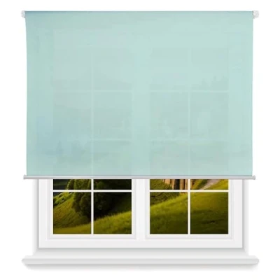 Imagen de Well Home Estor Enrollable Translúcido Liso Azul Claro, 180 x 160cm (Ancho Largo)/Tamaño de la Tela 177 155cm