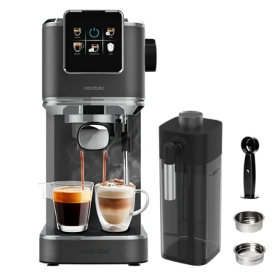 Imagen de Cecotec Cafetera Express para Espresso y Cappuccino Café Frío Cafelizzia ColdBrew Essential. 20 Bares, Sistema ColdBrew, Pantalla Táctil, Vaporizador, Calientatazas, Depósito Agua 1,5L Extraible