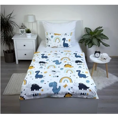 Imagen de Theonoi Juego completo de ropa cama infantil 100 x 135 cm y funda almohada 40 60 cm, algodón, certificado Öko Tex Standard para niños niñas (dinosaurio dinosaurio)