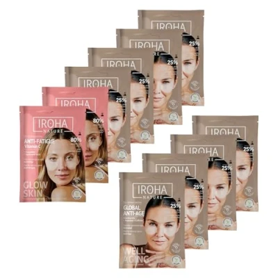 Imagen de Iroha Nature Pack 10 Parches para Ojos formato tisú. La solución acabar con BOLSAS, OJERAS y ARRUGAS del contorno de ojos. 100% Biodegradable, Vegano, Cruetly Free 95% INGREDIENTES NATURALES.