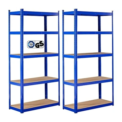 Imagen de Arebos Estantería Pesada Juego de 2 180x90x30cm Azul 5 Estantes Taller sin Tornillos Almacenaje Bodega