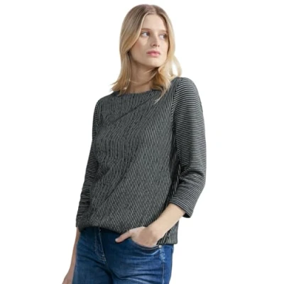 Imagen de CECIL Stripe Structure Boatneck, Strong Khaki, L para Mujer