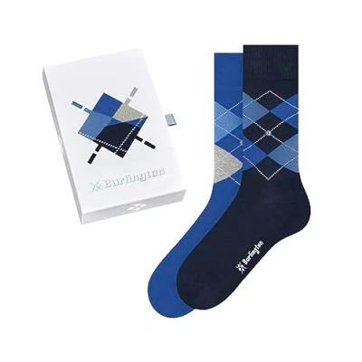 Imagen de Burlington Basic Gift Box M SO algodón estampado 2 pares, Calcetines Hombre, Multicolor (Sortiment 0300), 40 46