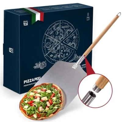 Imagen de Blumtal Pala para pizza de Aluminio con Mango Madera Corta horno una superficie 30,5 cm x y 61