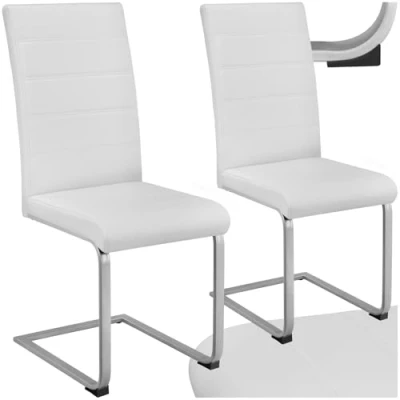 Imagen de tectake® Juego de Sillas Tapizadas en Terciopelo, Comedor Ergonómicas y Versátiles, Gran Estabilidad Capacidad Carga, Cocina Elegantes 2 Blanco